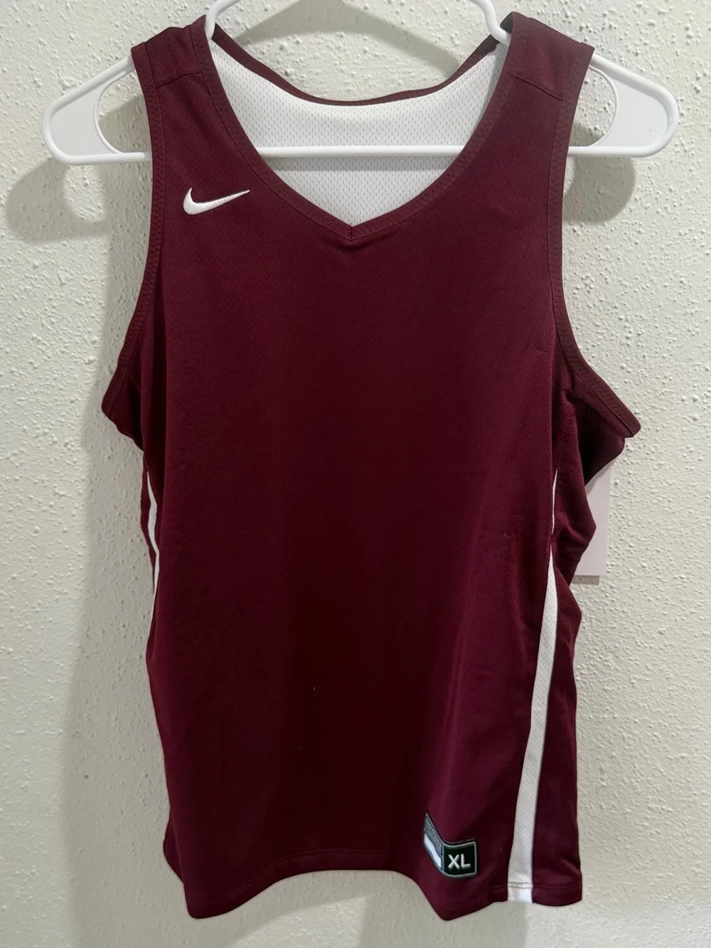 Nike big boys Maroon Basketball Jersey with White Accents